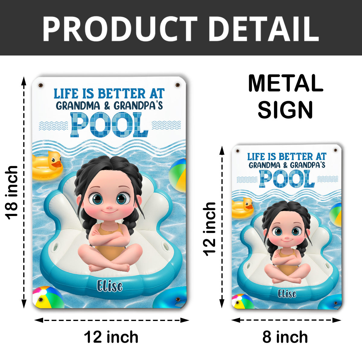 Custom Grandma & Grandpa Summer Backyard, Patio & Porch Decor • Better At Grandma Pool - Personalized Metal Sign