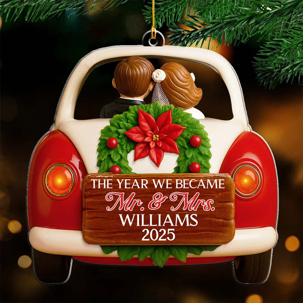 Custom First Christmas Ornament Married, Gift for Newlyweds •  The Year We Became Forever - Personalized Acrylic Ornament