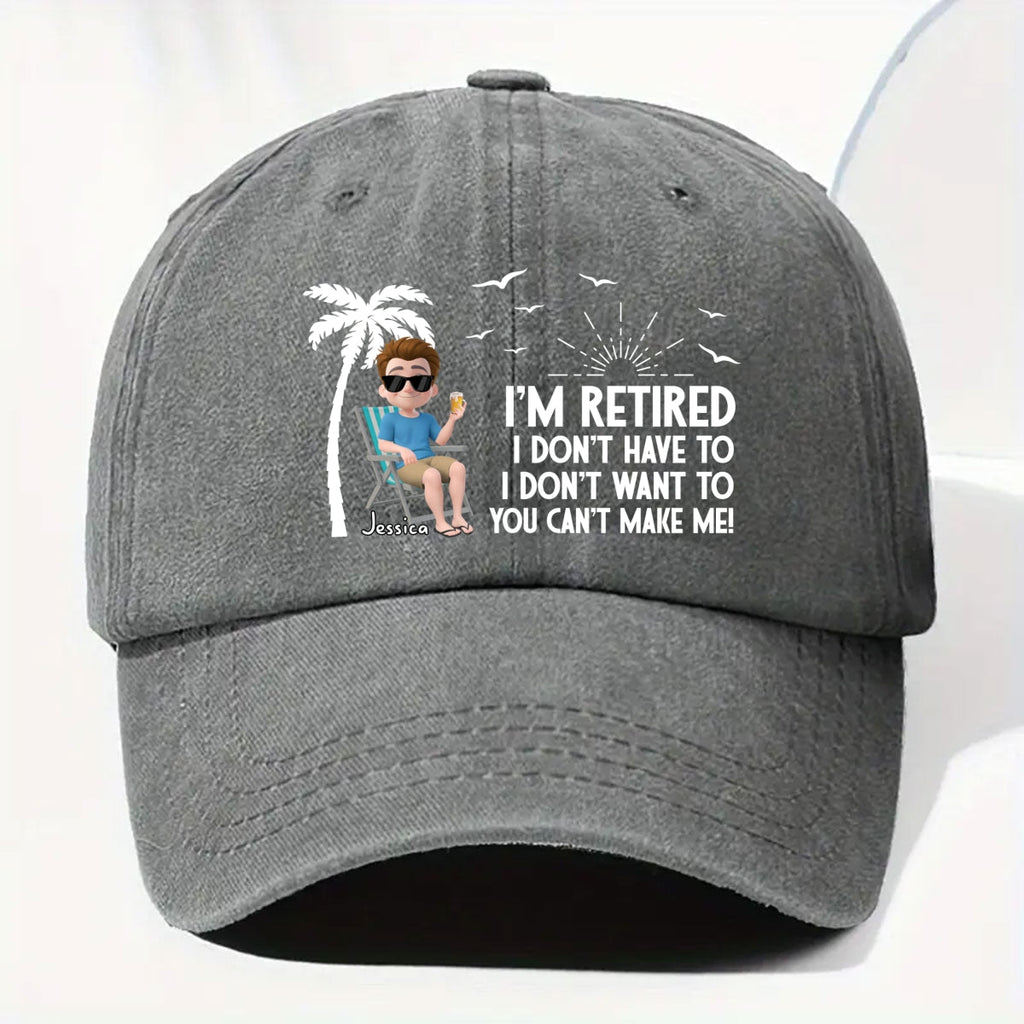 I Am Retired - Personalized Vintage Washed Denim Cap