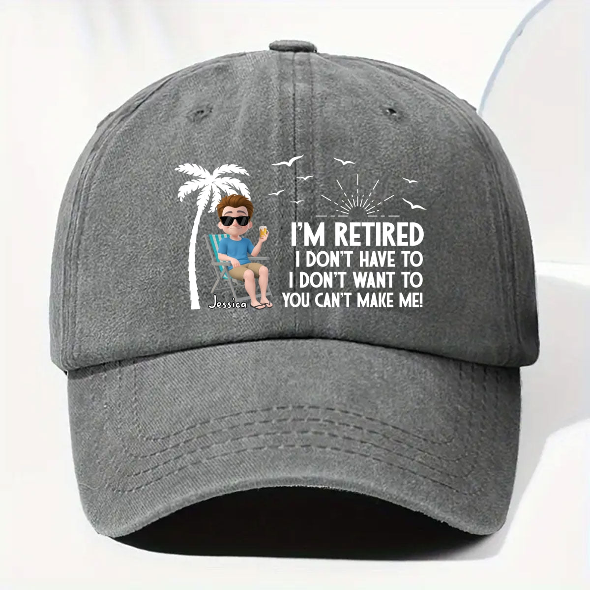 I Am Retired - Personalized Vintage Washed Denim Cap