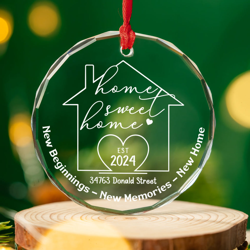 Custom Family Ornament, Christmas Gift for Family Members •  Home Sweet Home - Personalized Glass Ornament