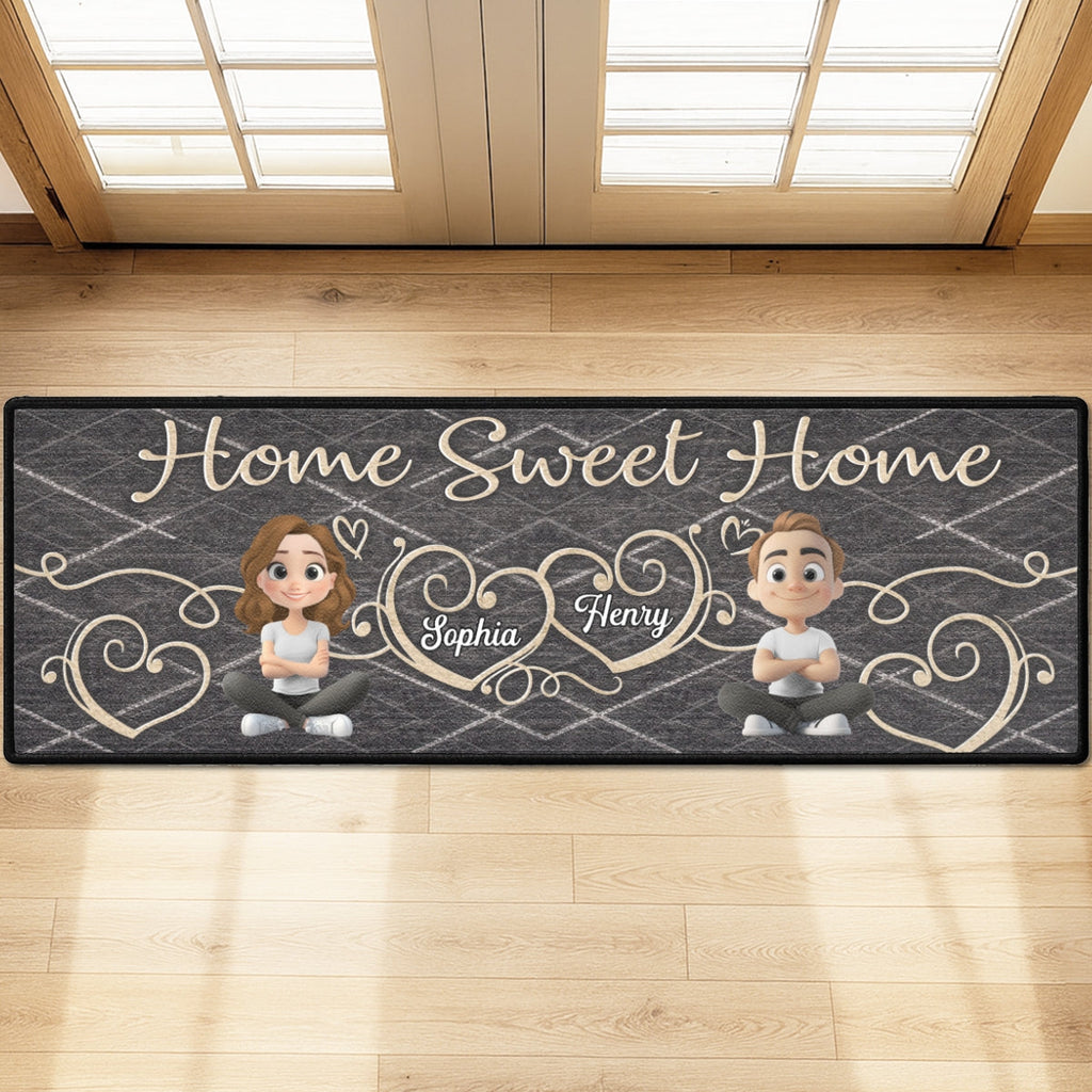 Custom Family Name Rug, Housewarming Birthday Gift For Family Members • Home Sweet Home - Personalized Runner Rug