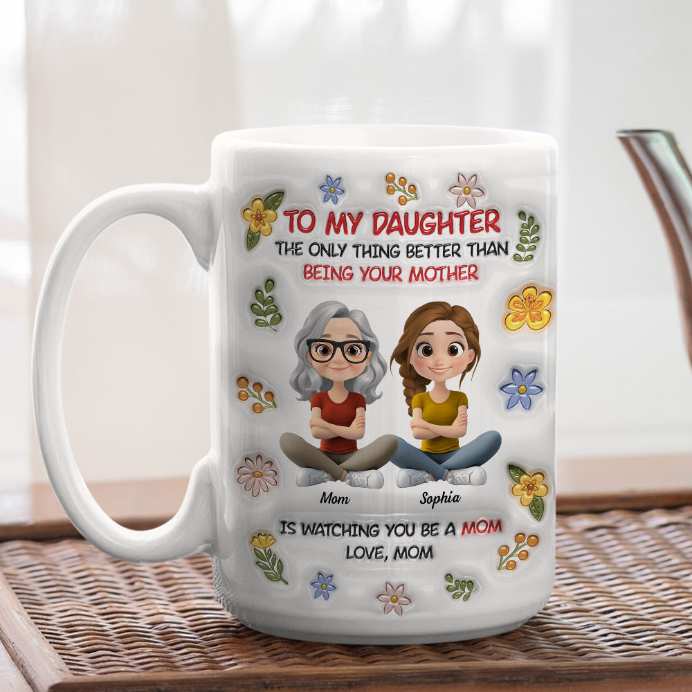 Custom Mother's Day Gift for Daughter • Daughter Become A Mom Cartoonize - Personalized 3D Inflated Effect Mug