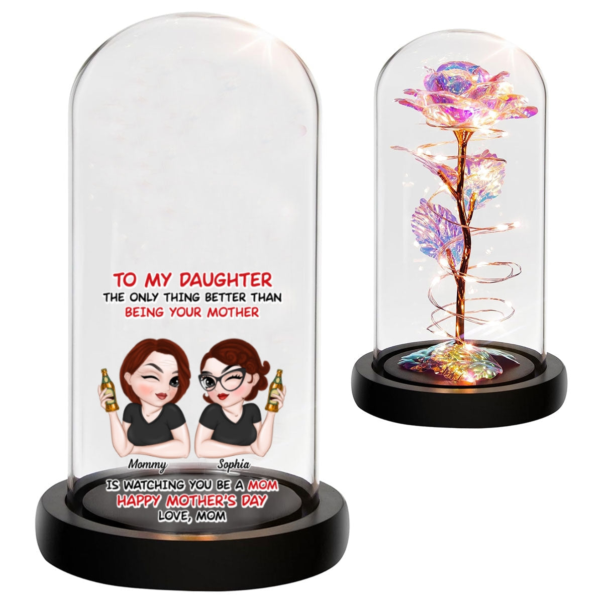 Watching You Be A Mom - Personalized Sparkly Rose