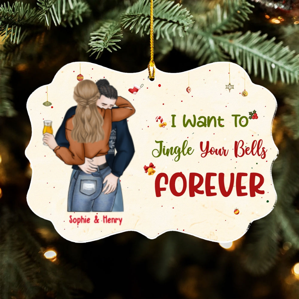 Custom Couple Christmas Ornament, Anniversary Gift •  Jingle Your Bells Forever - Personalized Acrylic Ornament