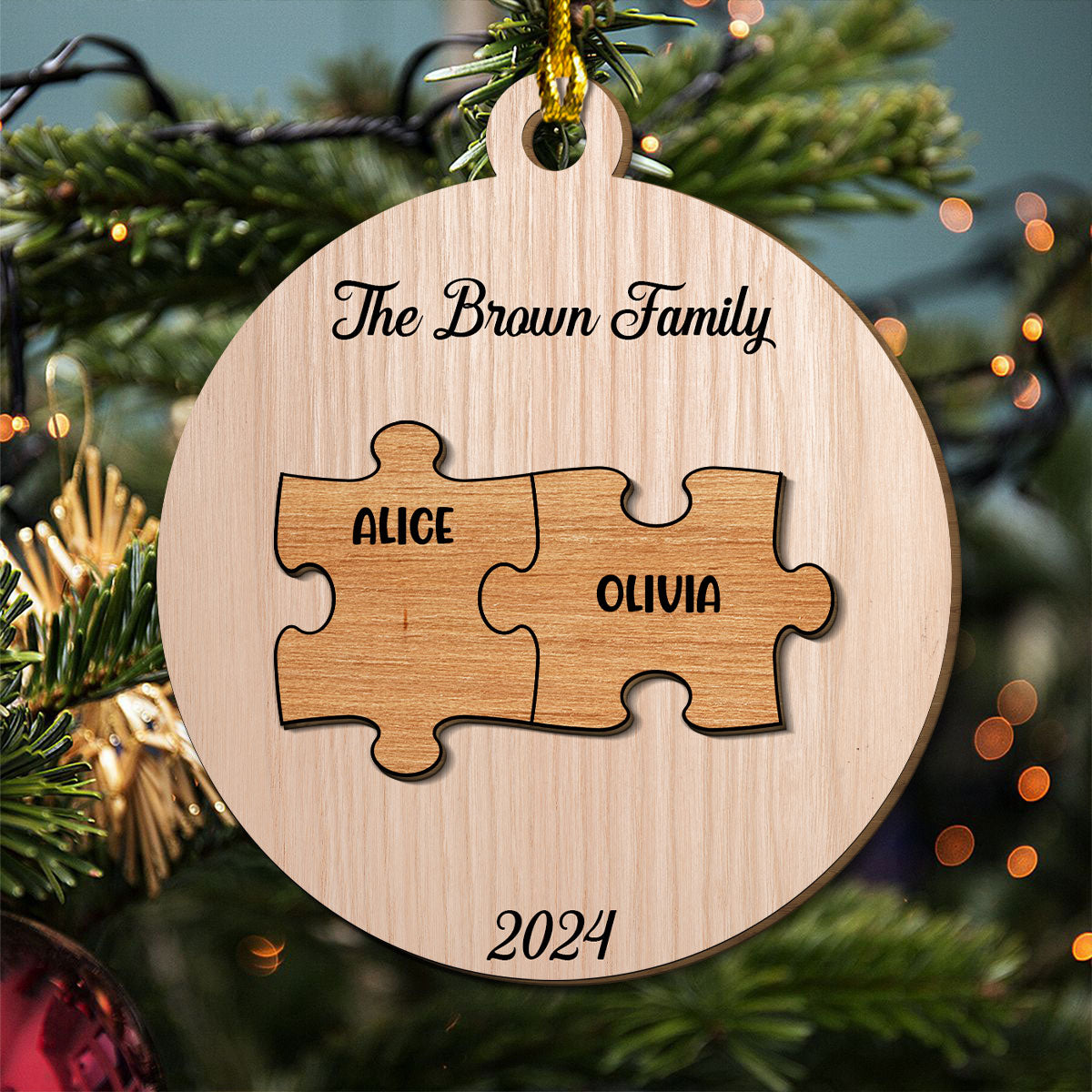 Custom Family Ornament, Christmas Gift for Family Members •  Piece Of Family - Personalized Freeshape 2-Layered Wood Ornament