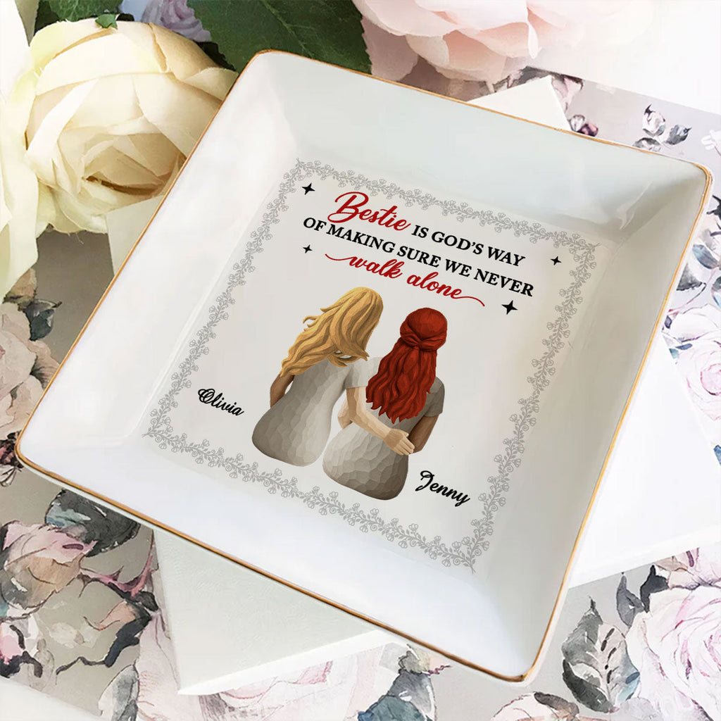 Custom Bestie Trinket Dish, Birthday Christmas Gift For Best Friend • Wooden Bestie Forever - Personalized Jewelry Dish