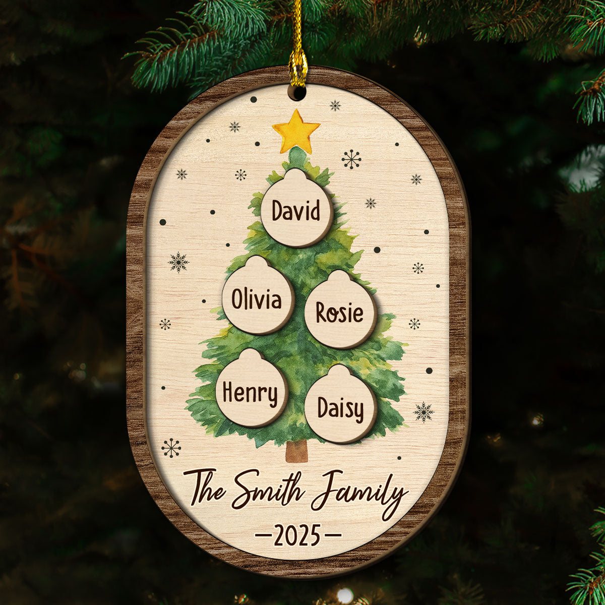 Custom Family Ornament, Christmas Gift for Family Members •  Home Is Where Roots Grow - Personalized 2-layered Wood Ornament