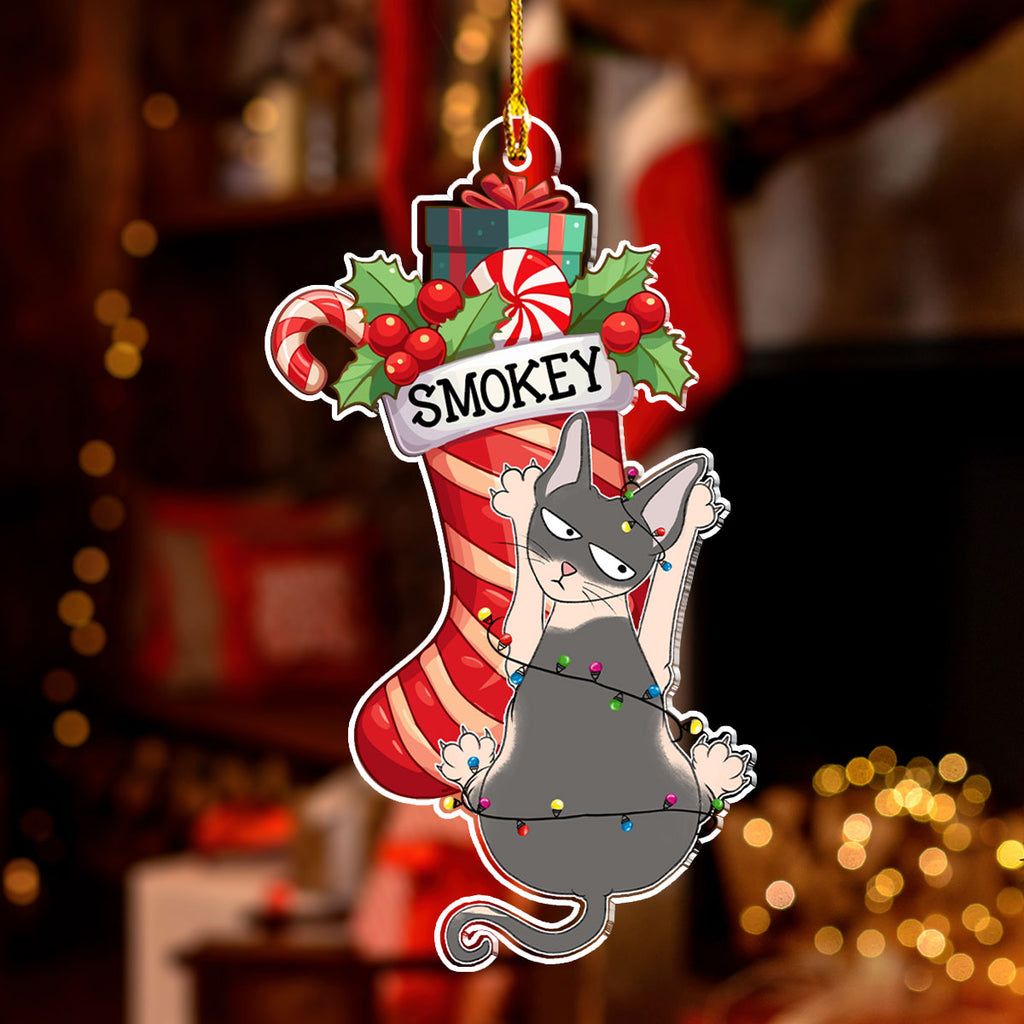 Custom Keepsake Christmas Ornament •  Cat Scratching - Personalized Acrylic Ornament