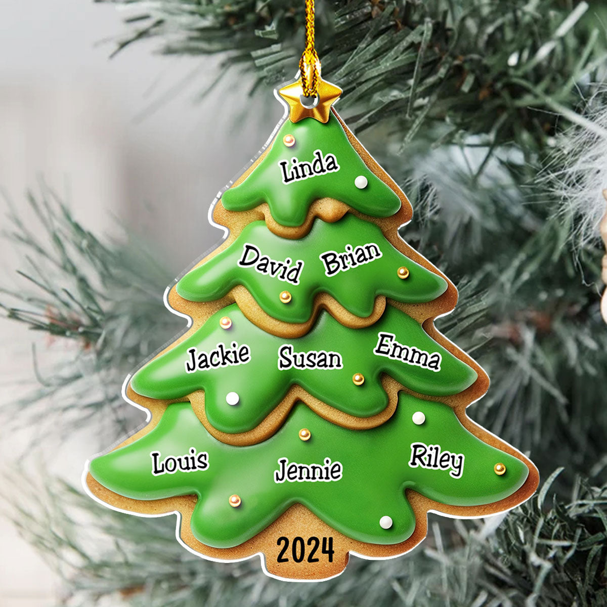 Custom Family Ornament, Christmas Gift for Family Members •  Family Gingerbread Name - Personalized Acrylic Ornament