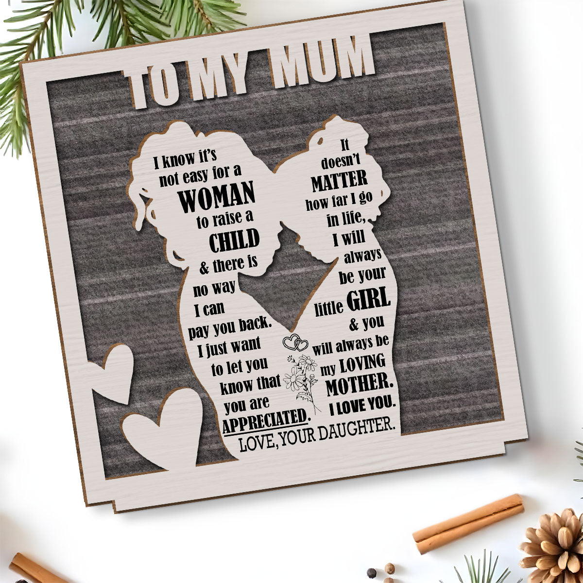 Custom Decor for Mom, Special Gift for Mother • Forever Grateful to Mother - Personalized 2-Layer Wood Plaque With Flat Base