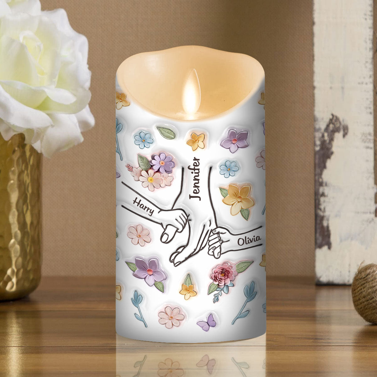 You Hold My Hand Also My Heart - Personalized 3D Inflated LED Candle