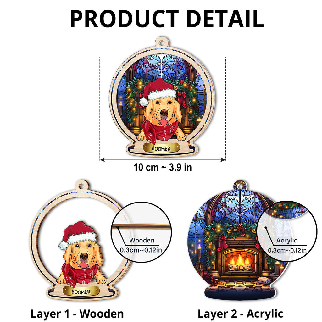 Custom Keepsake Christmas Ornament •  Snow Globe Dog - Personalized Suncatcher Ornament