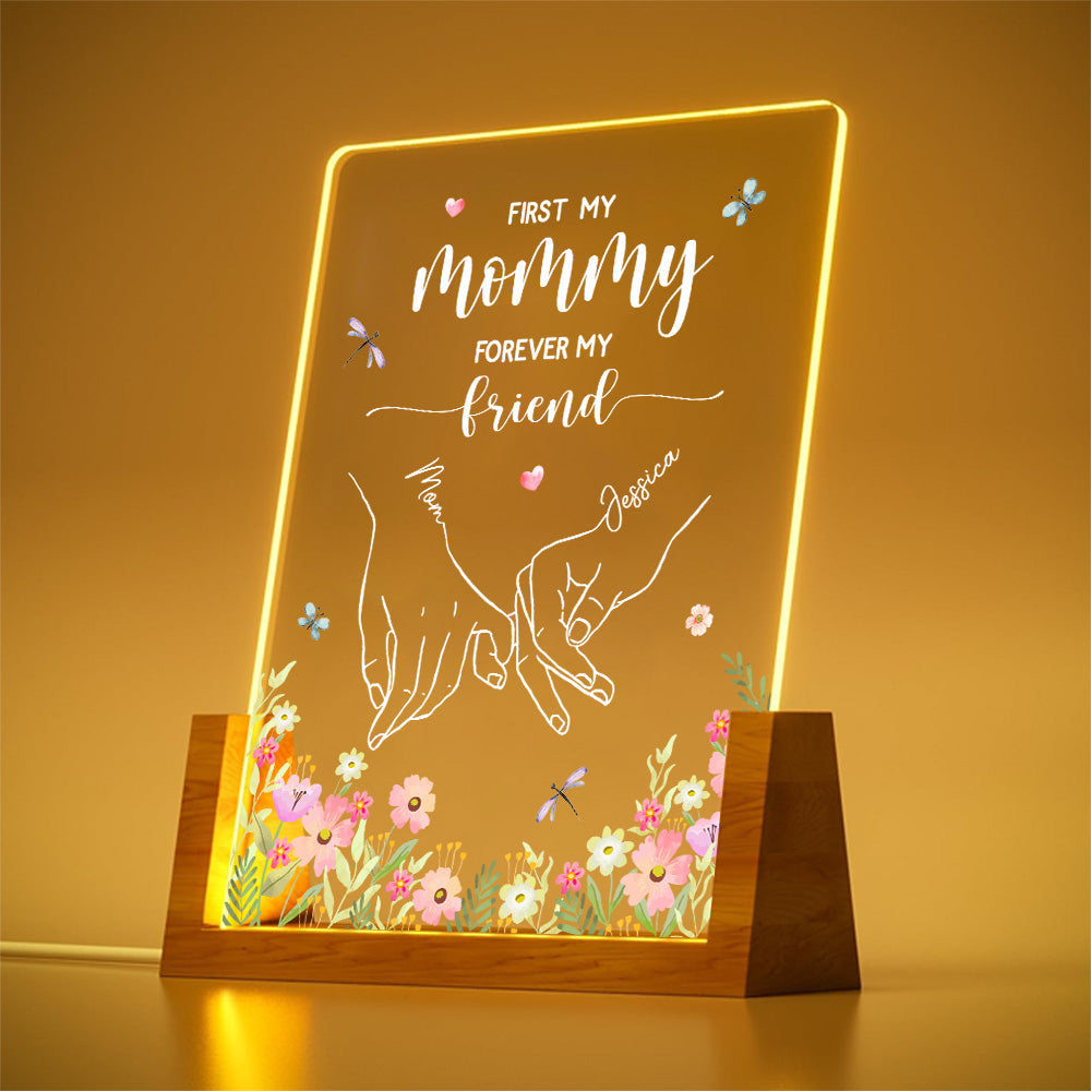 Custom Gift for Mom Grandma, Mother's Day Birthday • First My Mother Forever My Friend - Personalized Night Light