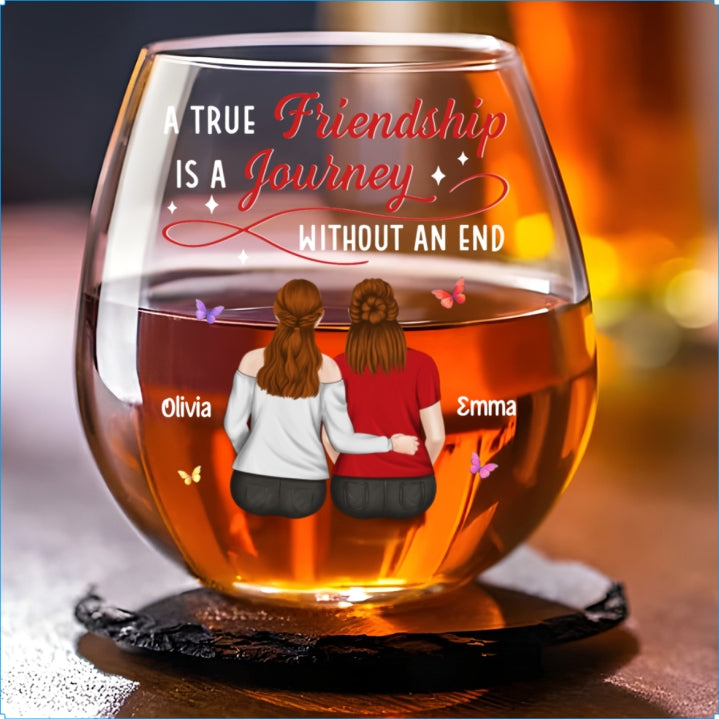 Side By Side Always - Personalized Wine Glass