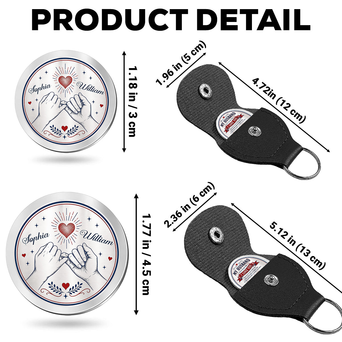 Custom Coin Keychain for Husband, Couple Anniversary Valentine's Day Gifts • My Love For You - Personalized Pocket Hug