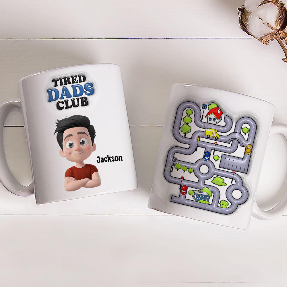 Custom Father's Day, Special Gift for Dad & Grandpa • Tired Dads Club - Personalized 3D Inflated Effect Mug
