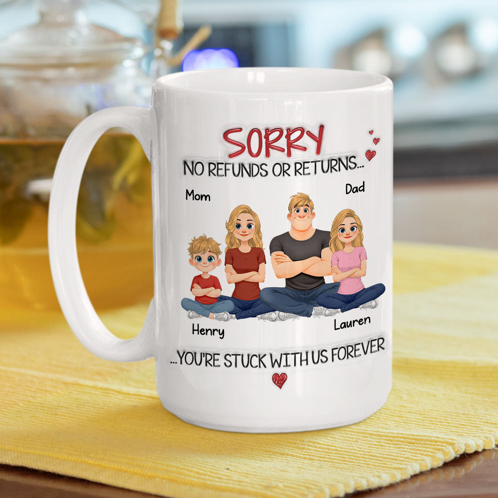 Custom Anniversary Keepsake Gifts For Couple • You Are Stuck With Us Forever - Personalized 3D Inflated Effect Coffee Mug