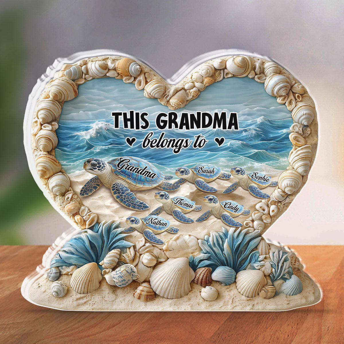 Custom Mother's Day Decor, Gift for Mom & Grandma • Forever Like The Turtle - Personalized 3D Effect Acrylic Plaque