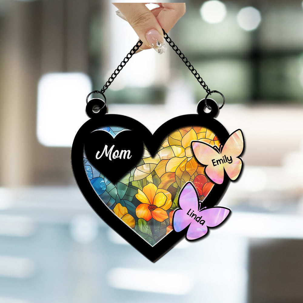 Custom Name Family Name Hanging Decor, Christmas Birthday Gift • Butterfly Of Love - Personalized Suncatcher