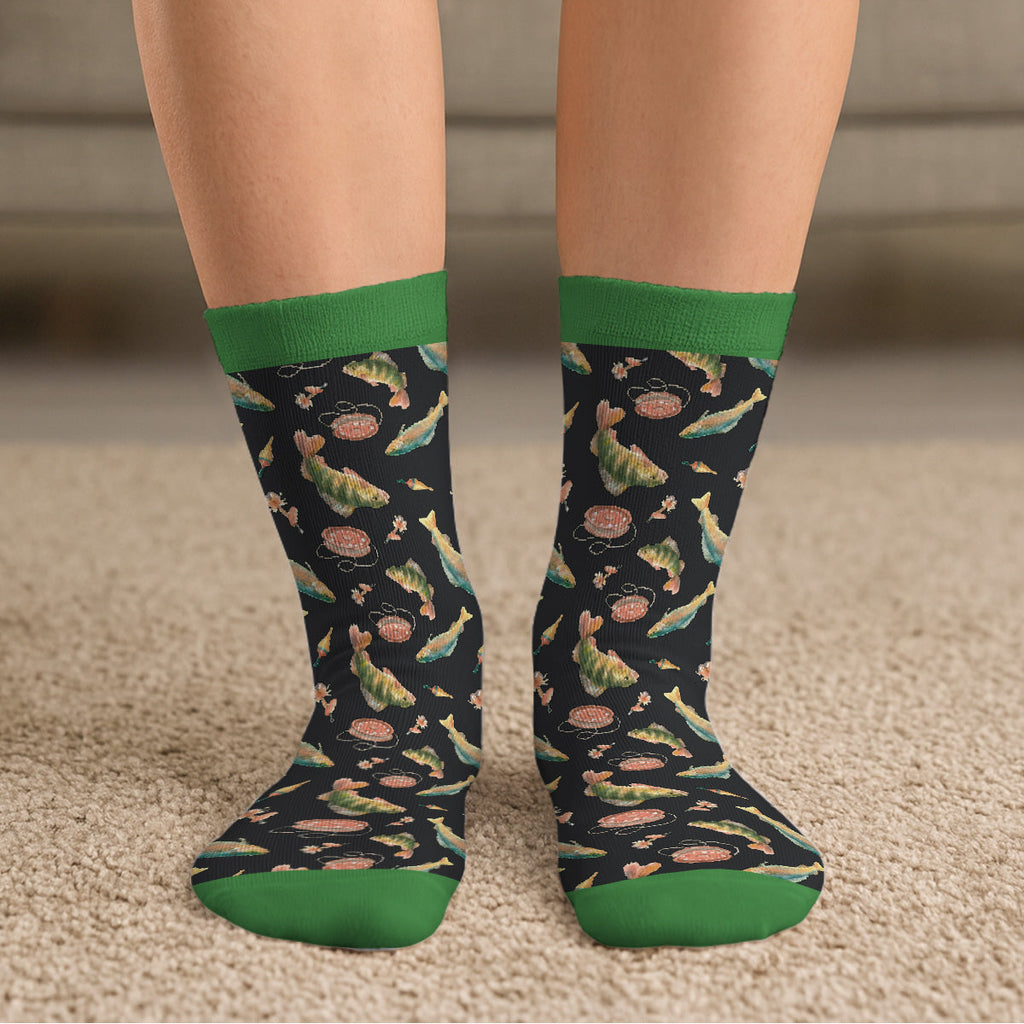 Custom Fishing Lover Gift, Outdoor Footwear For Fishermen • Lucky Fisherman - Personalized Crew Socks