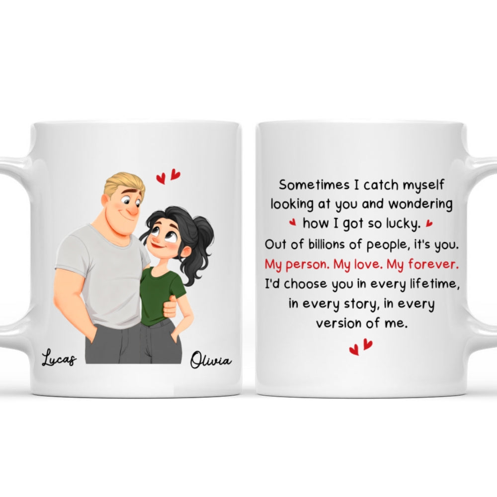 Custom Anniversary Keepsake Gifts For Couple • How Lucky I Am 2 - Personalized Coffee Mug