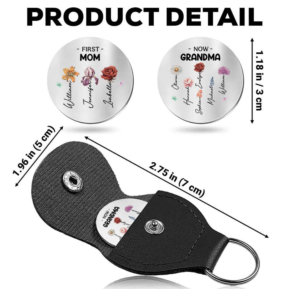 Custom Grandma Coin Keychain, Mother's Day Birthday Gifts • Now I Have My Kids - Personalized Pocket Hug