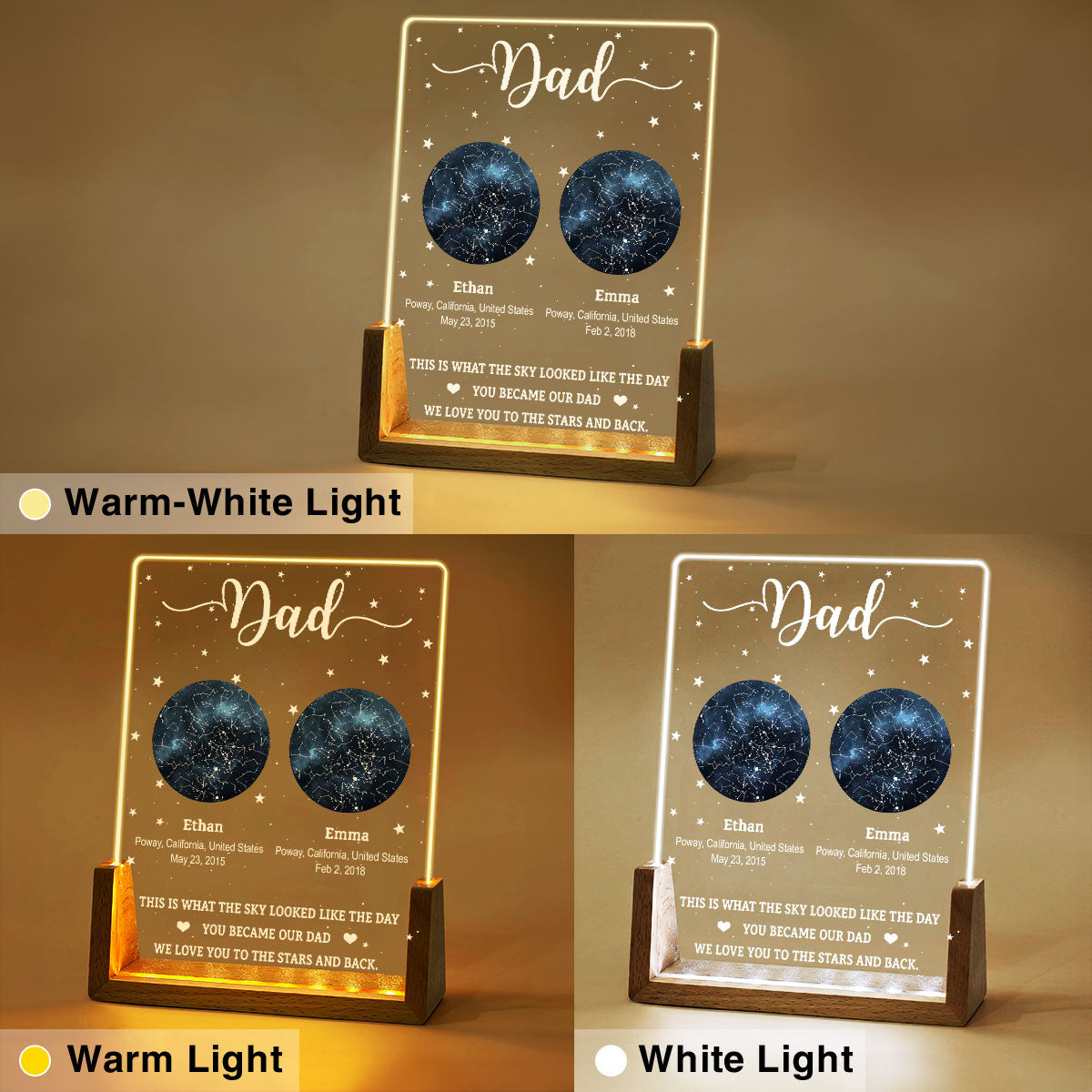 Custom Anniversary, Wedding, Christmas Gift For Husband, Him• The Sky Looked Like - Personalized Night Light