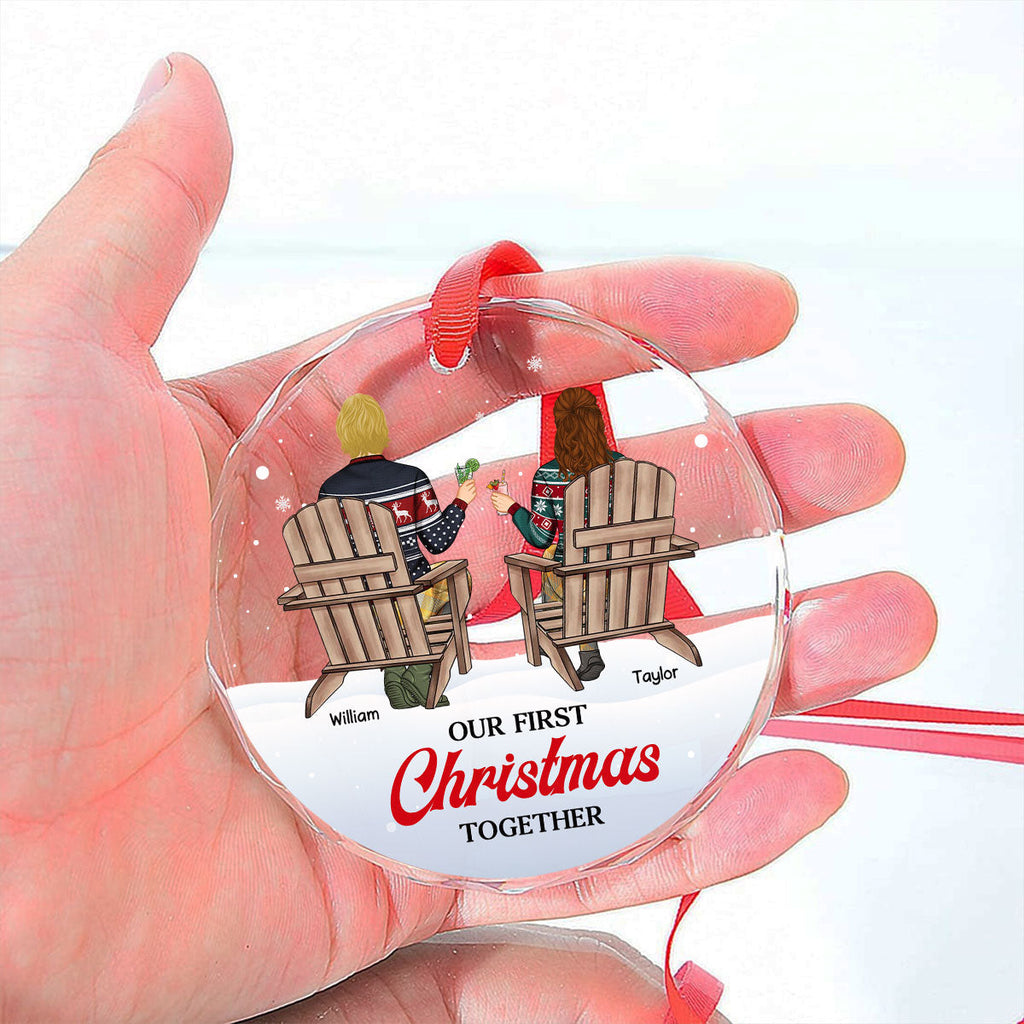 Custom First Christmas Ornament Married, Gift for Newlyweds •  Our loving season - Personalized Glass Ornament