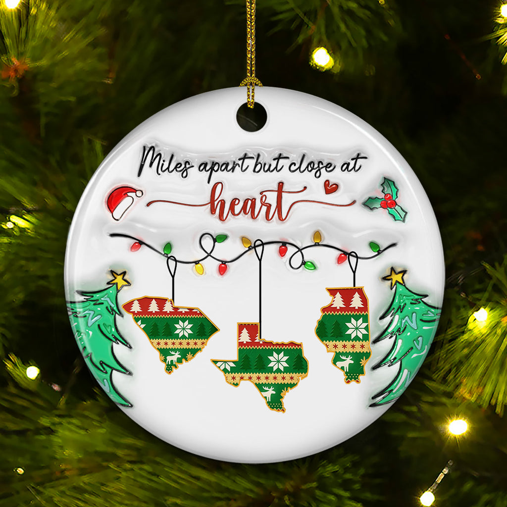 Custom Family Ornament, Christmas Gift for Family Members •  Close At Heart - Personalized 3D Inflated Effect Ceramic Ornament