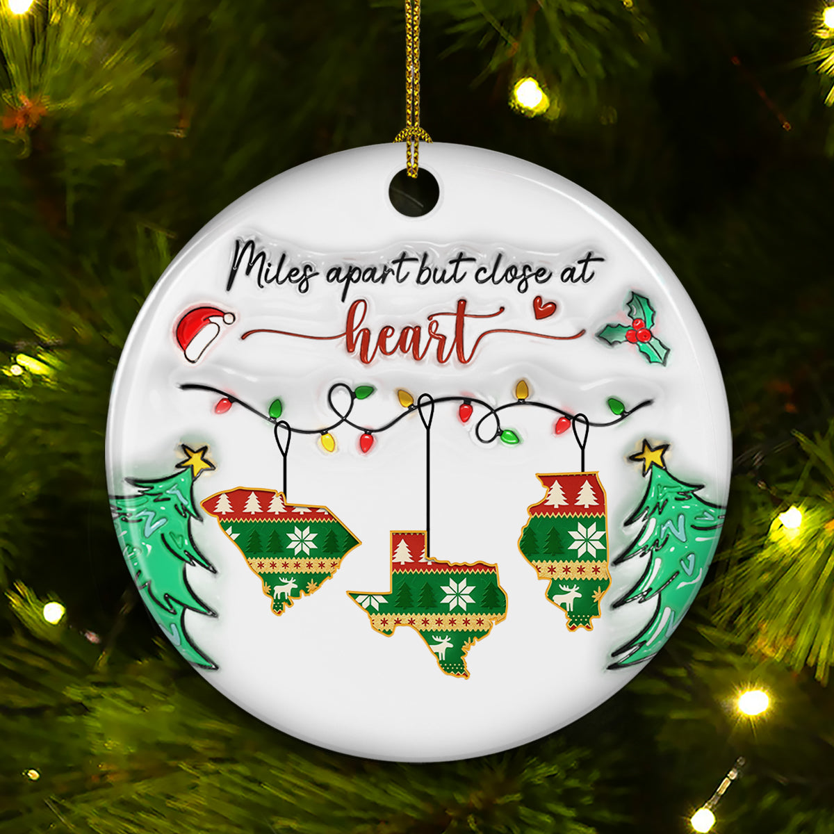 Custom Family Ornament, Christmas Gift for Family Members •  Close At Heart - Personalized 3D Inflated Effect Ceramic Ornament