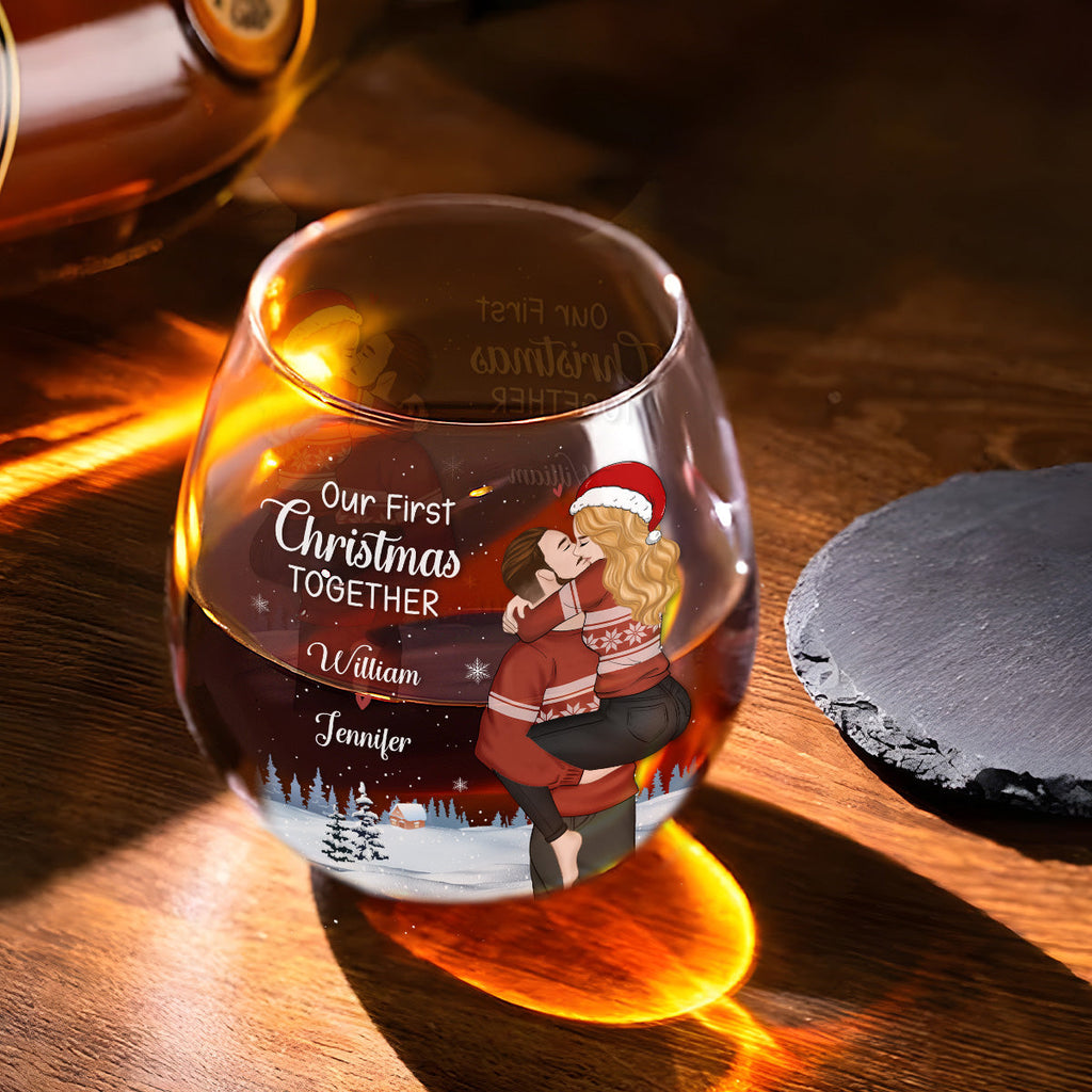 Our First Christmas 2024 - Personalized Wine Glass