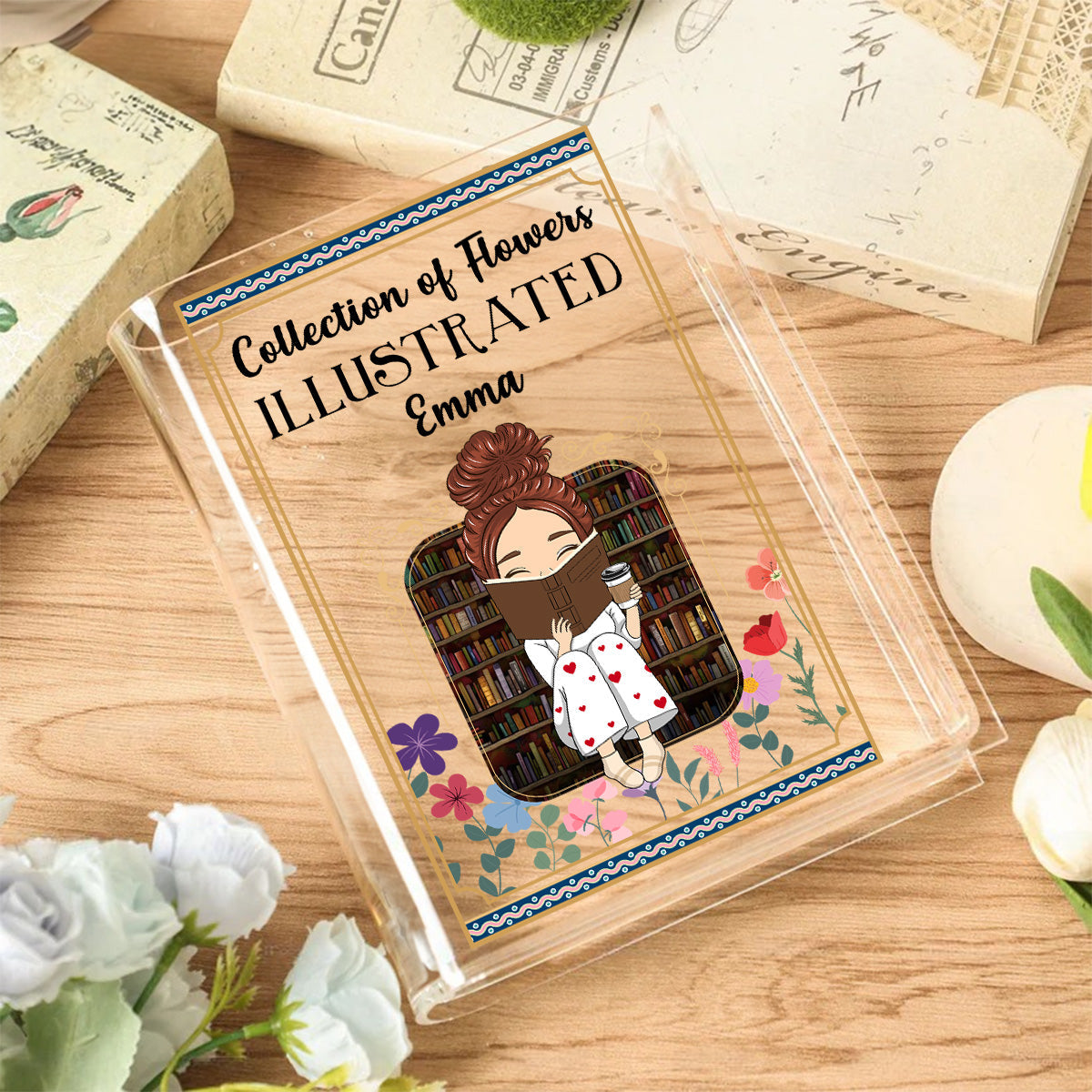 Collection Of Flowers - Personalized Acrylic Book Vase
