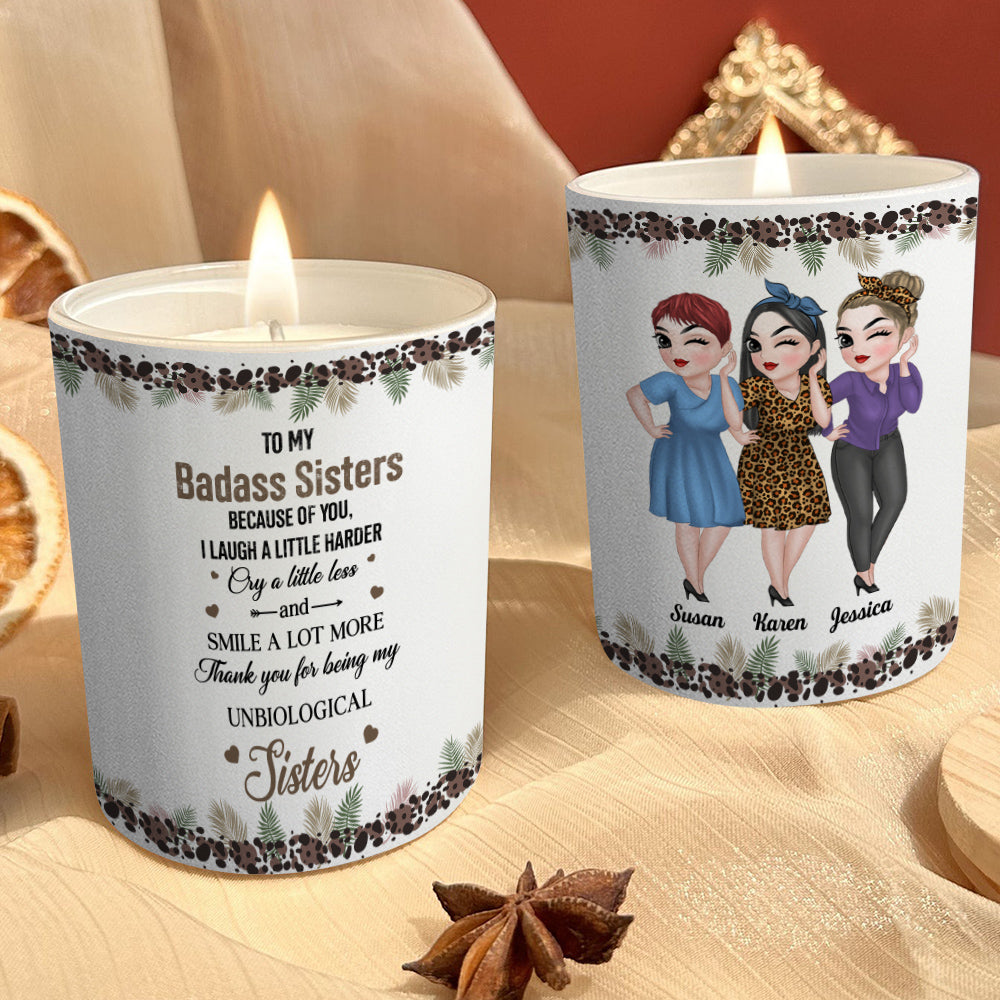 Because Of You I Laugh A Little Harder - Personalized Candle