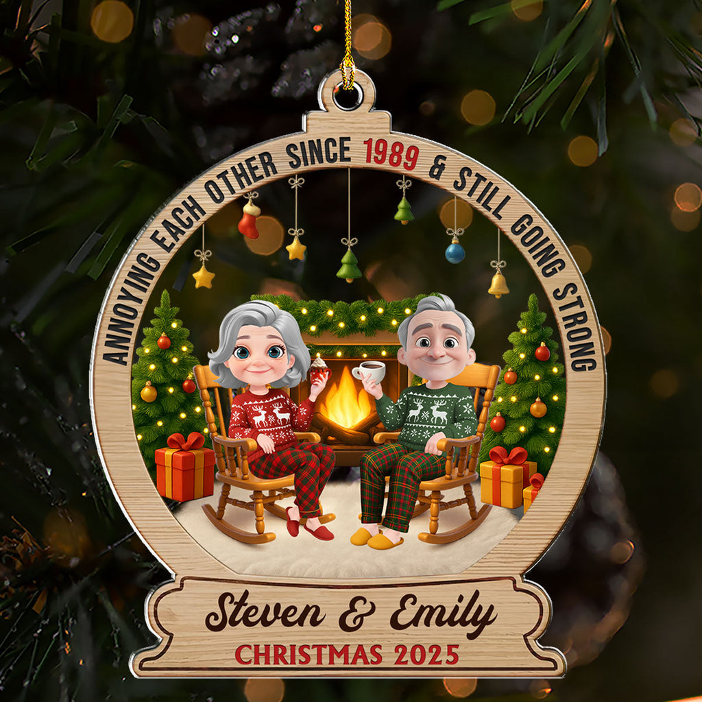 Custom Couple Christmas Ornament, Anniversary Gift •  Annoying Each Other For Years - Personalized Acrylic Ornament