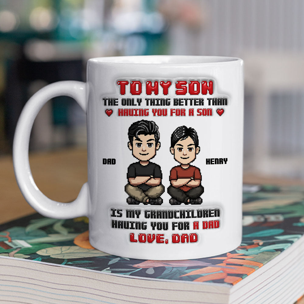 Custom Father's Day, Special Gift for Dad & Grandpa • From Dad To Son - Personalized 3D Inflated Effect Mug