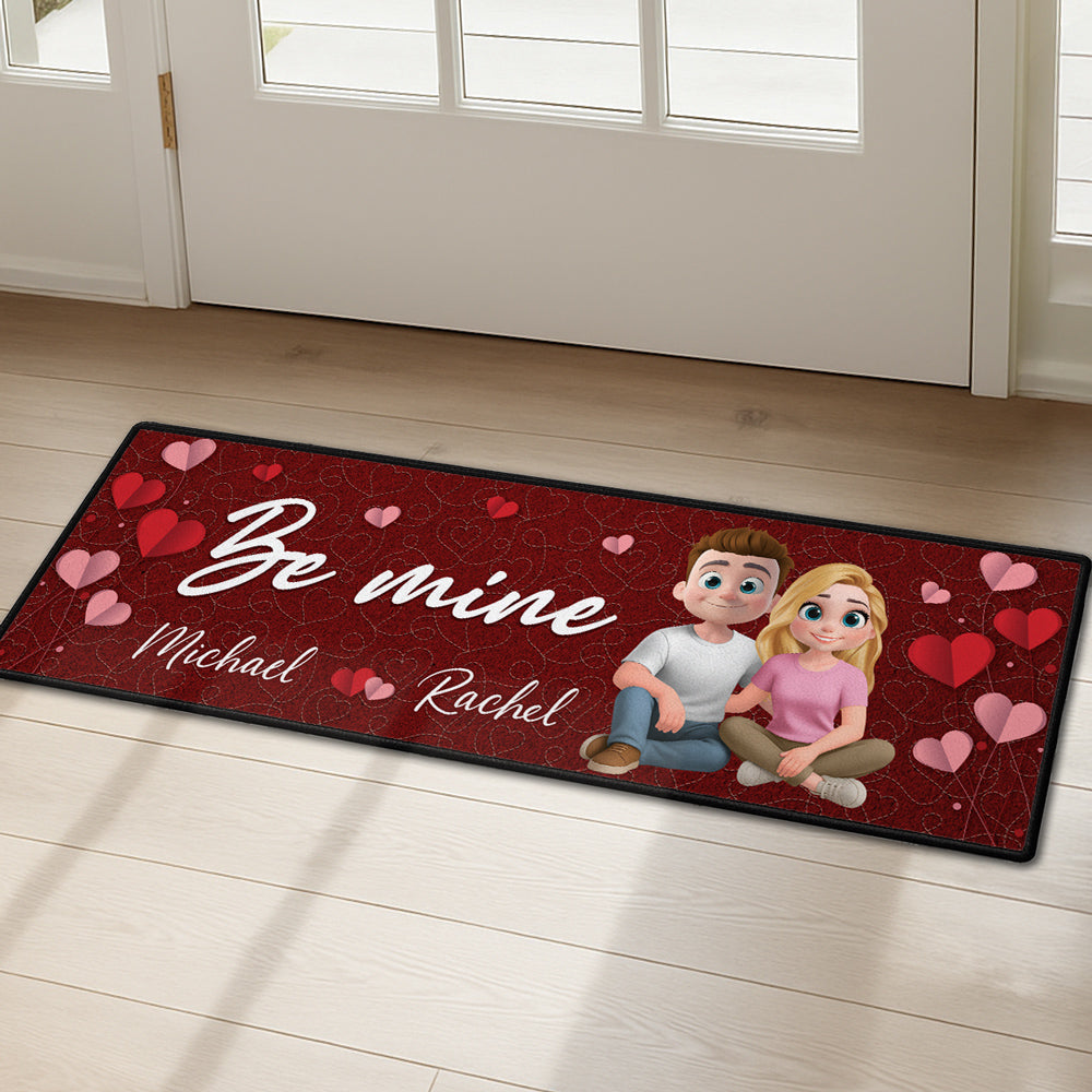 Custom Couple Rug, Anniversary Housewarming Gift For Wife Husband • Be Mine - Personalized Runner Rug