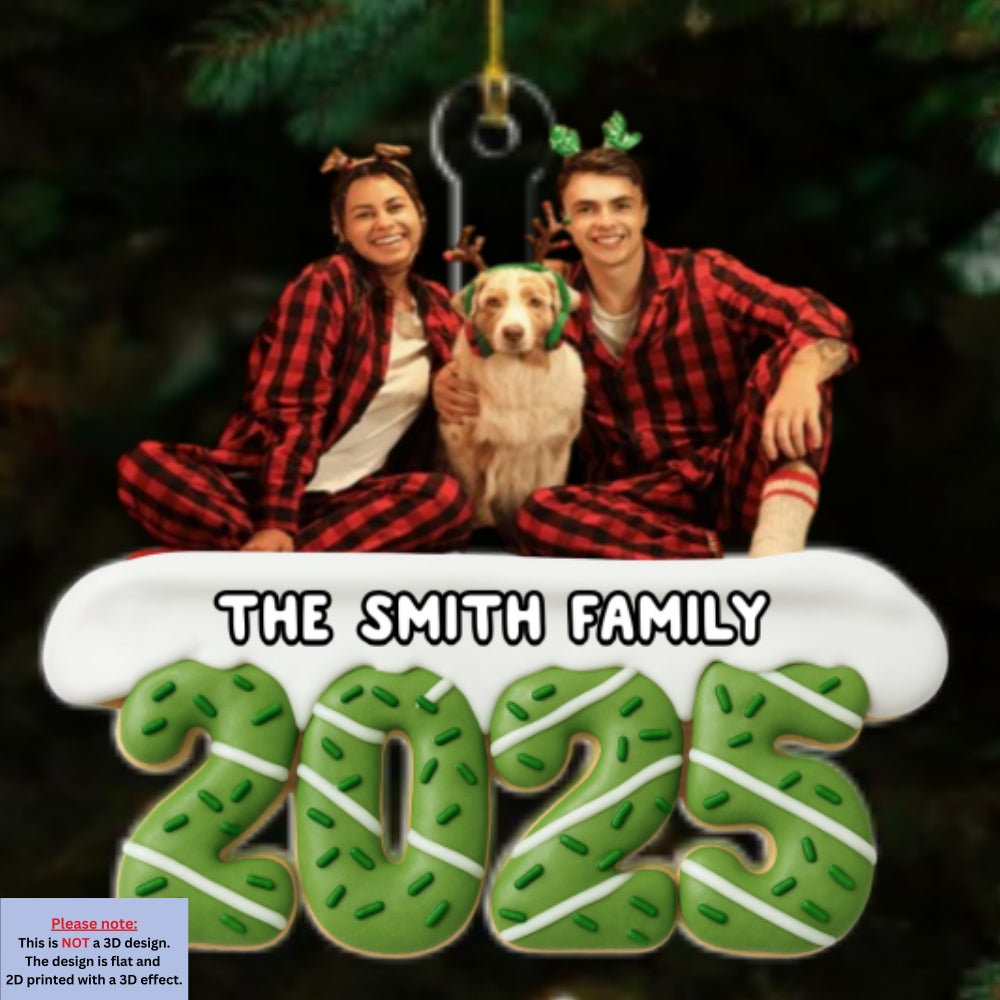 Custom Photo Family Ornament, Christmas Gift for Family Members • Happiness Baked Into Every Moment Photo - Personalized Acrylic Ornament