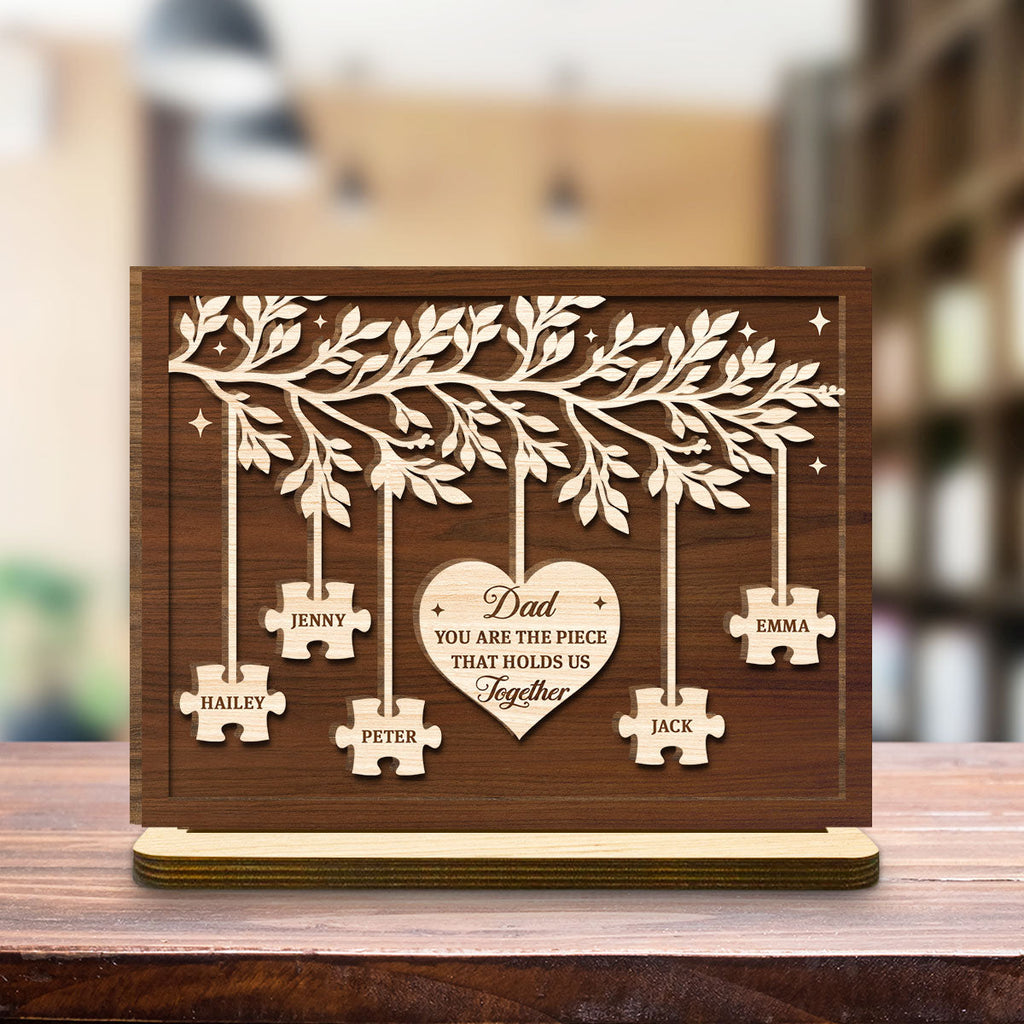 Custom Father's Day Decor, Gift for Dad & Grandpa • You Keep Us All Connected - Personalized 2-Layer Wood Plaque With Flat Base