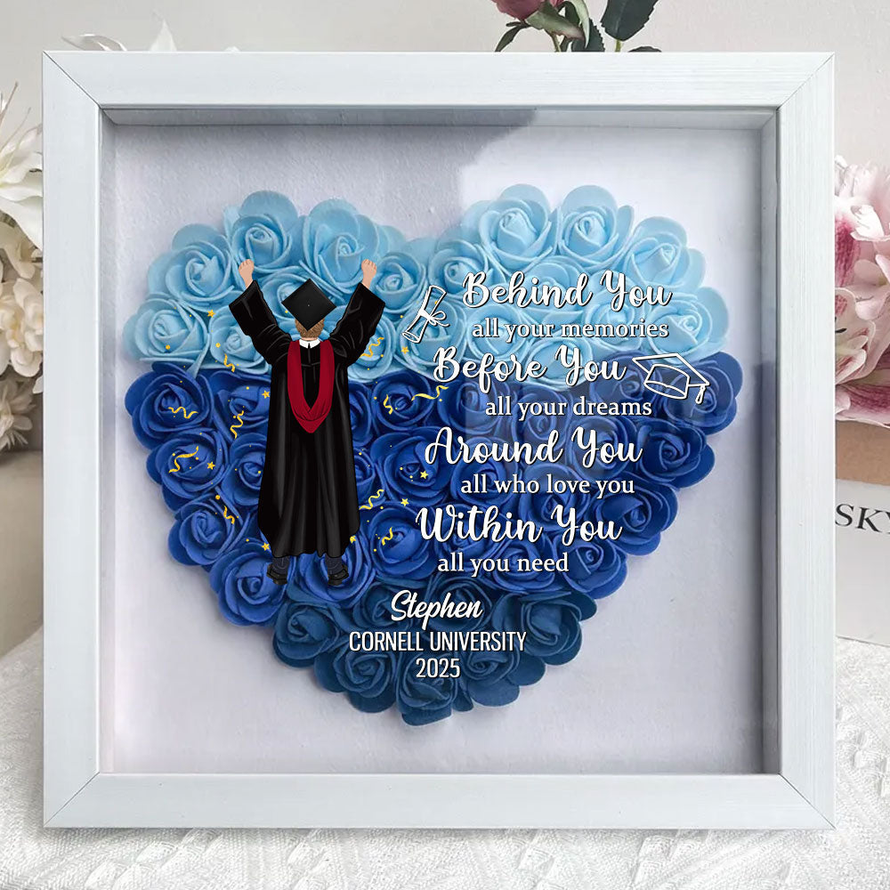 Behind You All Your Memories Before You All Your Dreams - Personalized Flower Shadow Box