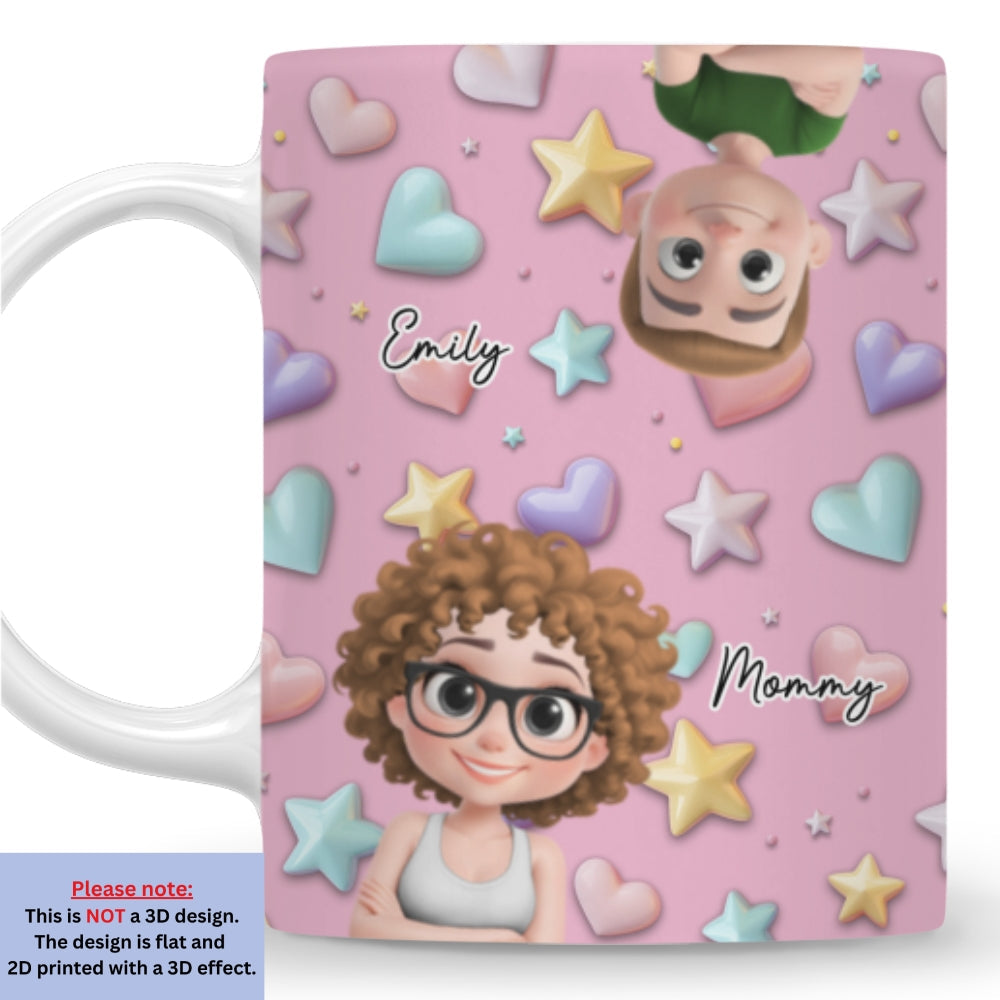 Custom Christmas & Birthday Gift for Mom • Cute Mommy And Children - Personalized 3D Effect Mug