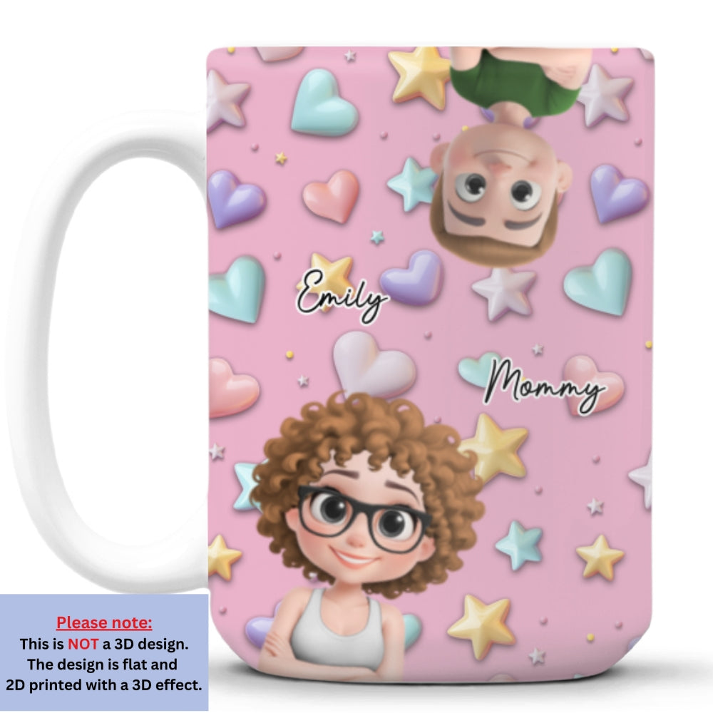 Custom Christmas & Birthday Gift for Mom • Cute Mommy And Children - Personalized 3D Effect Mug