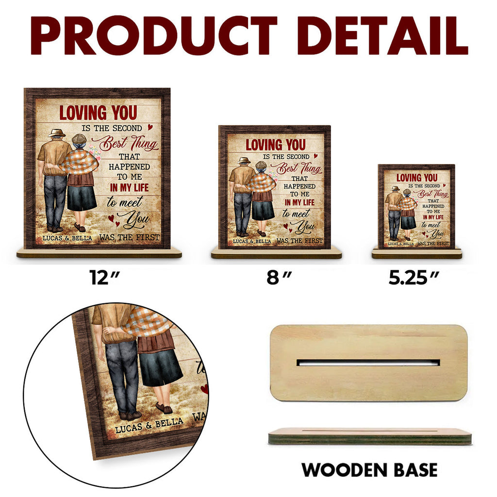 Custom Decor for Wife, Gift for Her • Loving You - Personalized 2-Layer Wood Plaque With Flat Base