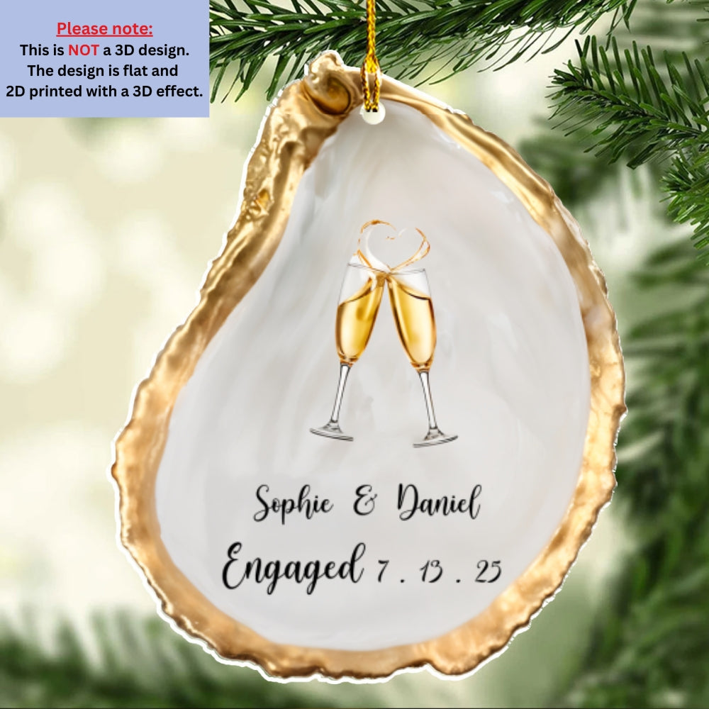 Custom First Christmas Ornament Married, Gift for Newlyweds •  Just Engaged - Personalized Acrylic Ornament