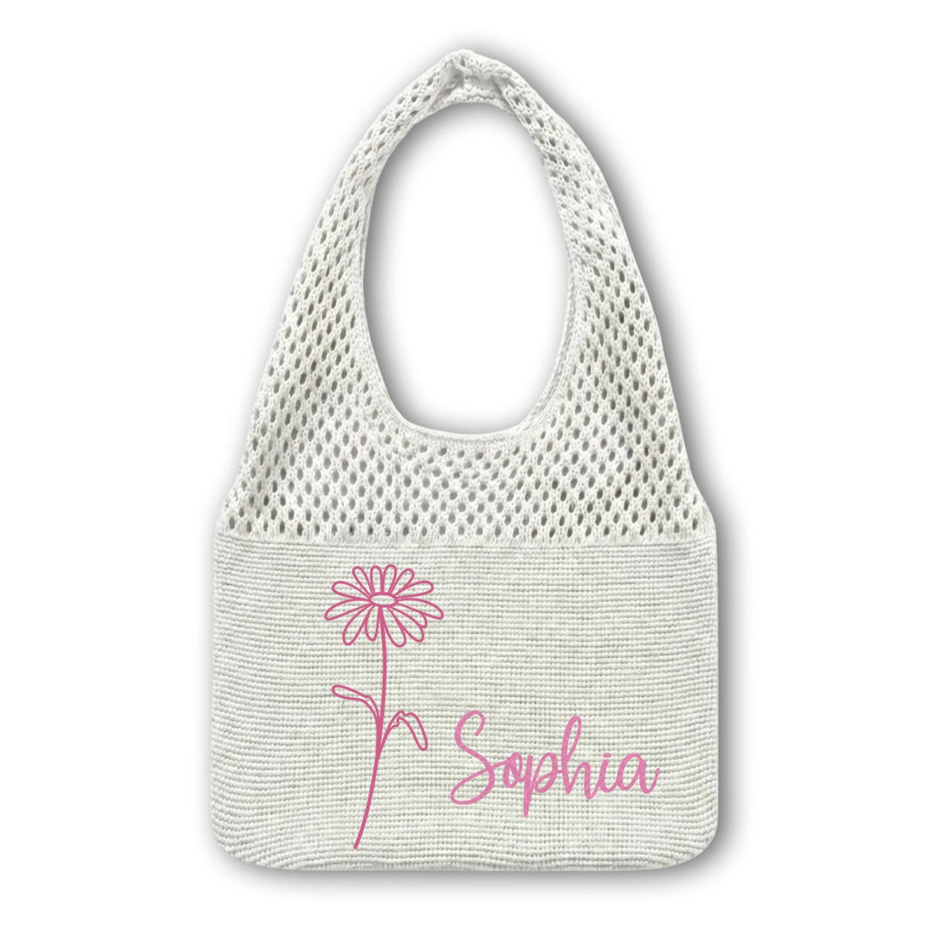 Soft Leaf Girl - Personalized Knitted Beach Bag