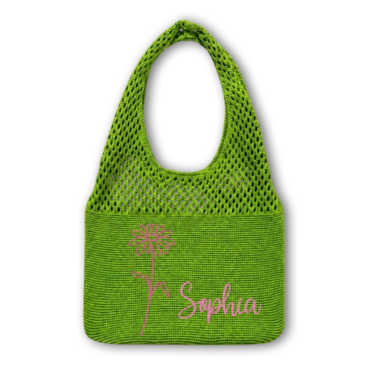 Soft Leaf Girl - Personalized Knitted Beach Bag