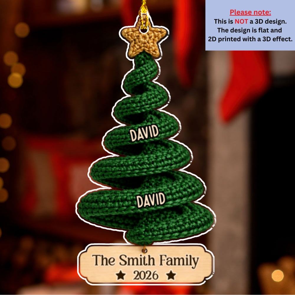 Custom Family Ornament, Christmas Gift for Family Members •  Our Little Name Tree  - Personalized Acrylic Ornament