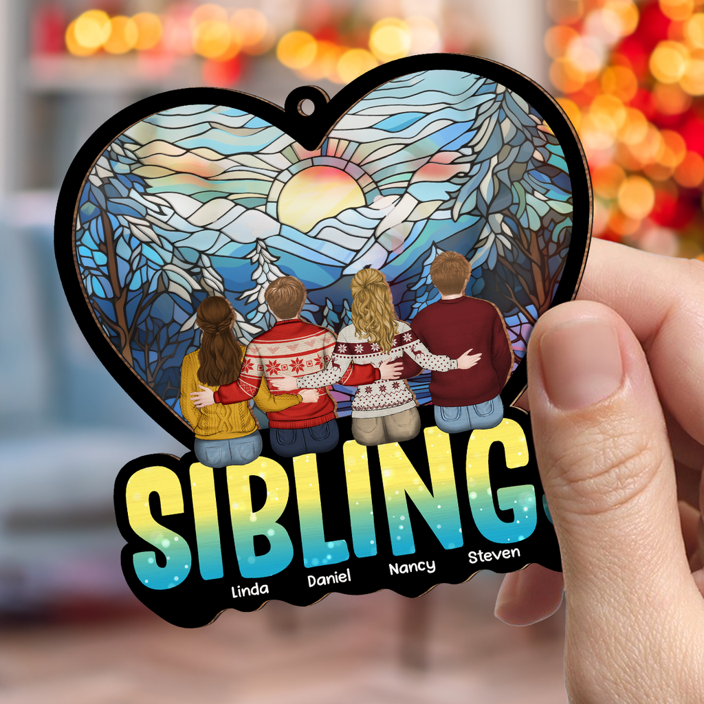 Custom Keepsake Christmas Ornament •  Siblings Together - Personalized Suncatcher Ornament