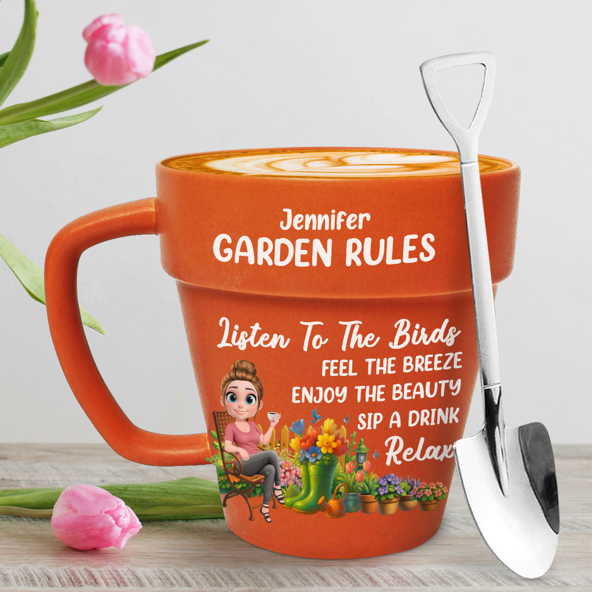 Custom Christmas & Birthday Keepsake Gift • Garden Rules - Personalized Plant Pot Mug