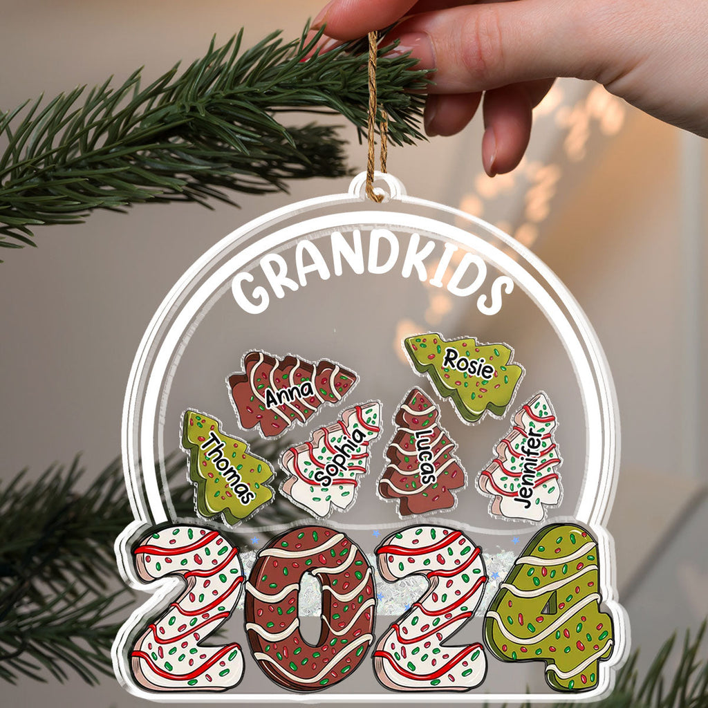 Custom Family Ornament, Christmas Gift for Family Members •  Tree Cake Family - Personalized Acrylic Shaker Ornament
